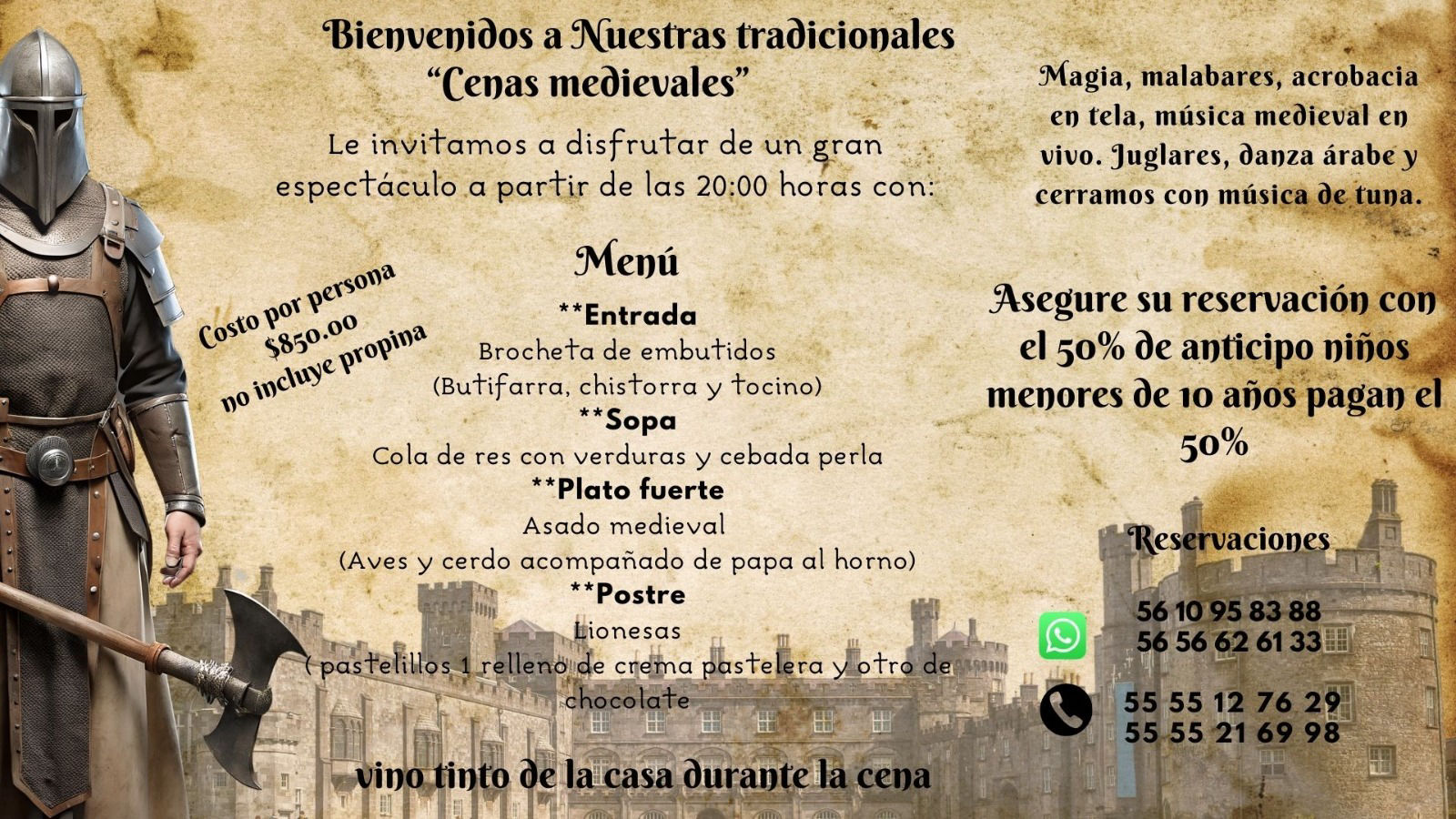 Cena Medieval en Mesón del Cid