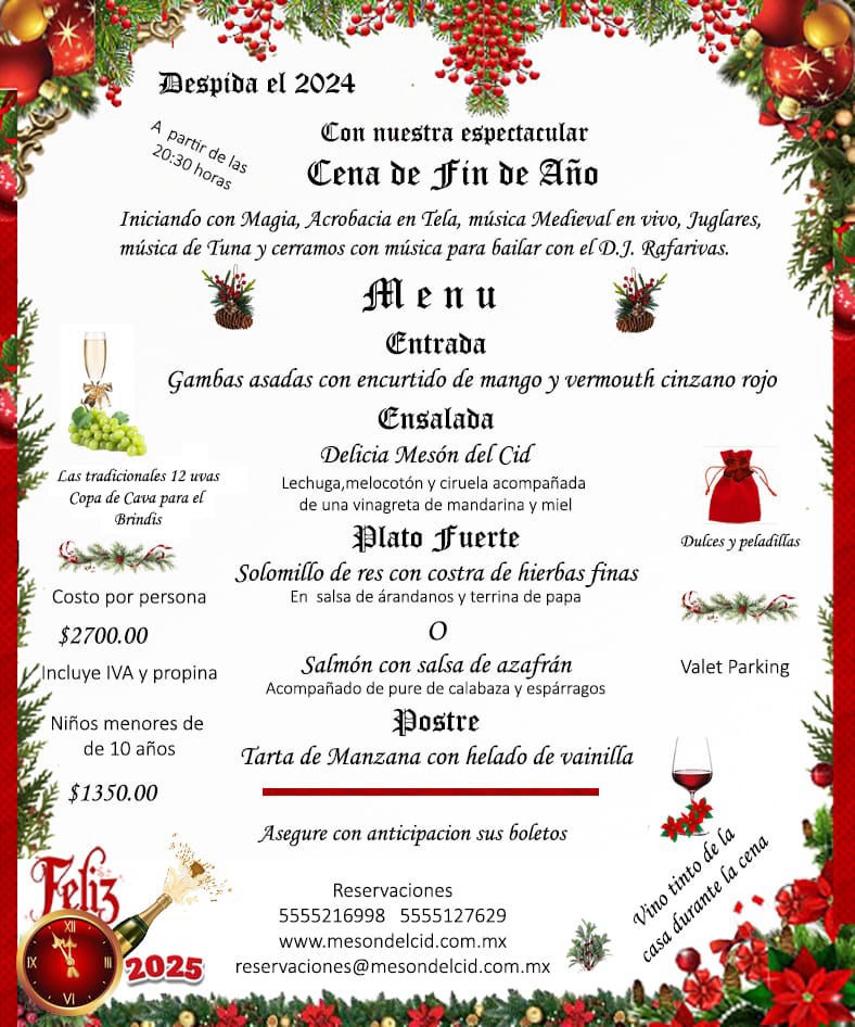 Cena de Fin de Año en Mesón del Cid.